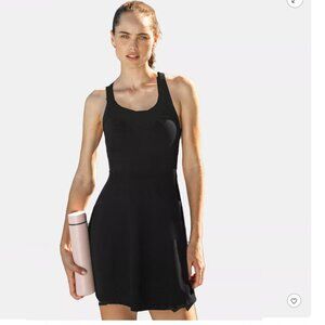 Sporty Black Sleeveless Dress with Flared Ruffle pickleball Size medium